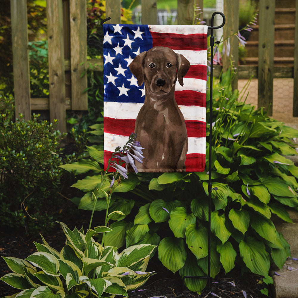 Chocolate Labrador Patriotic Flag Garden Size BB9365GF