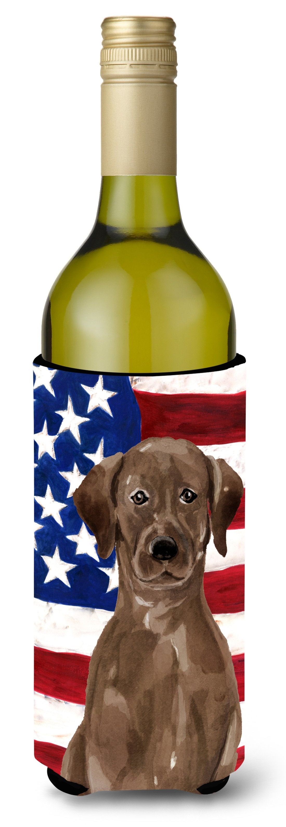 Chocolate Labrador Patriotic Wine Bottle Beverge Insulator Hugger BB9365LITERK by Caroline&#39;s Treasures