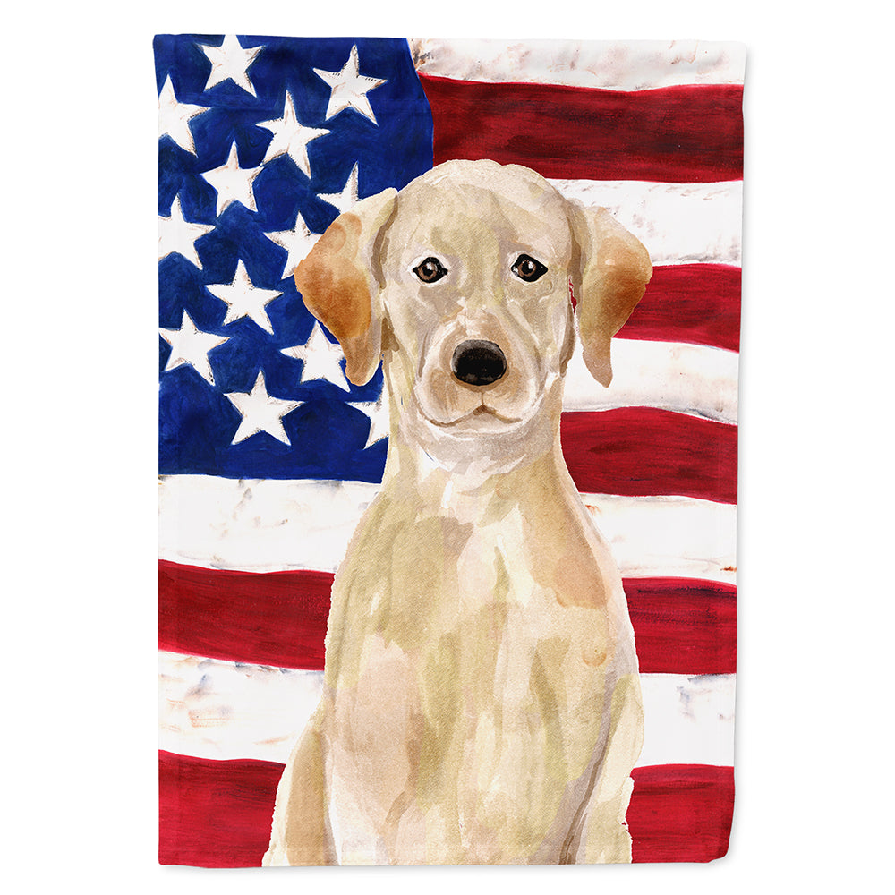 Yellow Labrador Patriotic Flag Canvas House Size BB9366CHF  the-store.com.