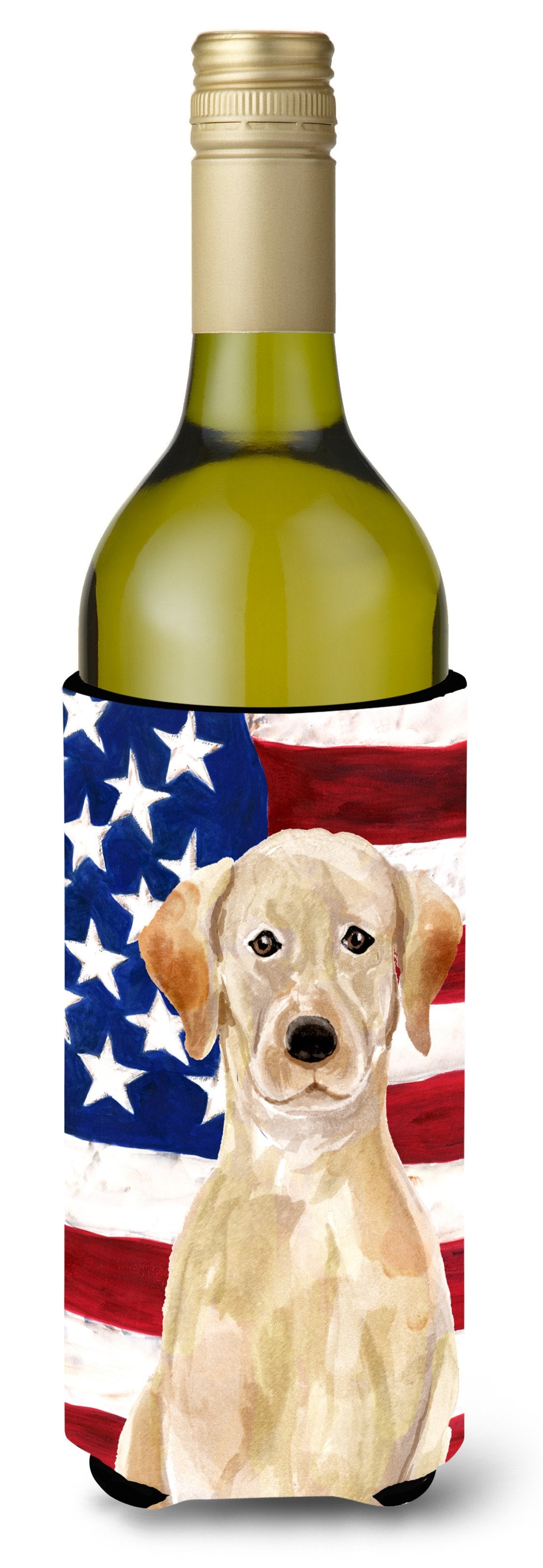 Yellow Labrador Patriotic Wine Bottle Beverge Insulator Hugger BB9366LITERK by Caroline&#39;s Treasures