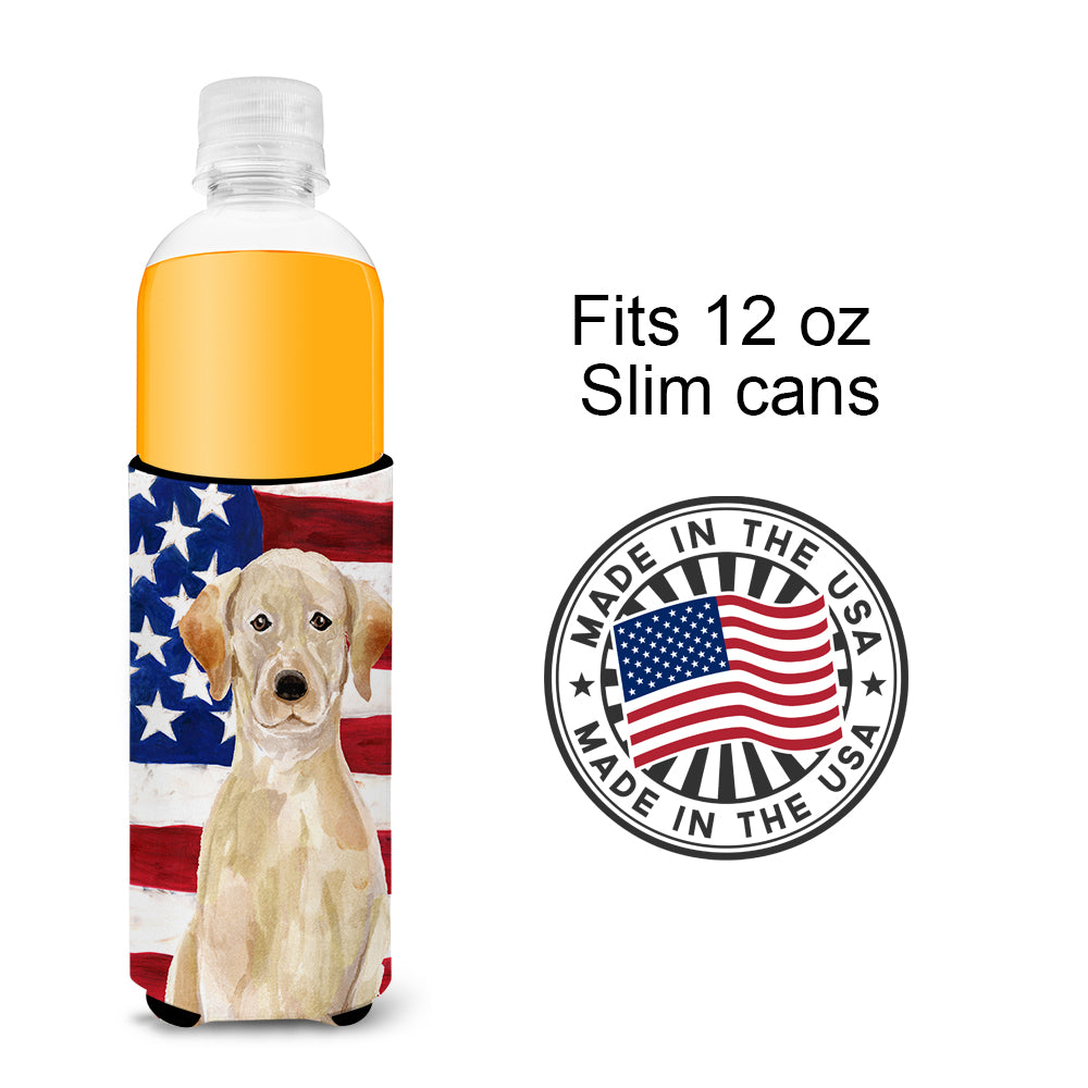 Yellow Labrador Patriotic  Ultra Hugger for slim cans BB9366MUK