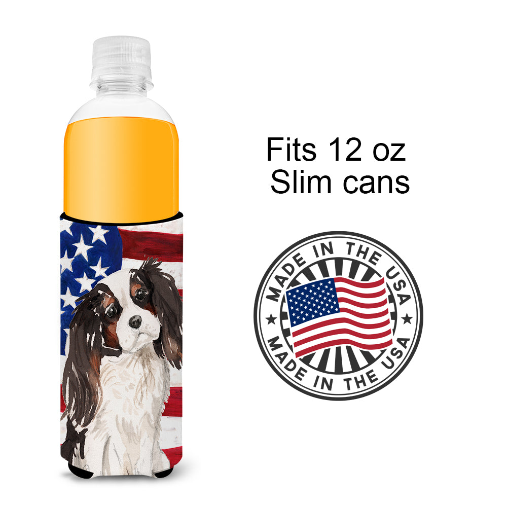 Tricolor Cavalier Spaniel Patriotic  Ultra Hugger for slim cans BB9367MUK