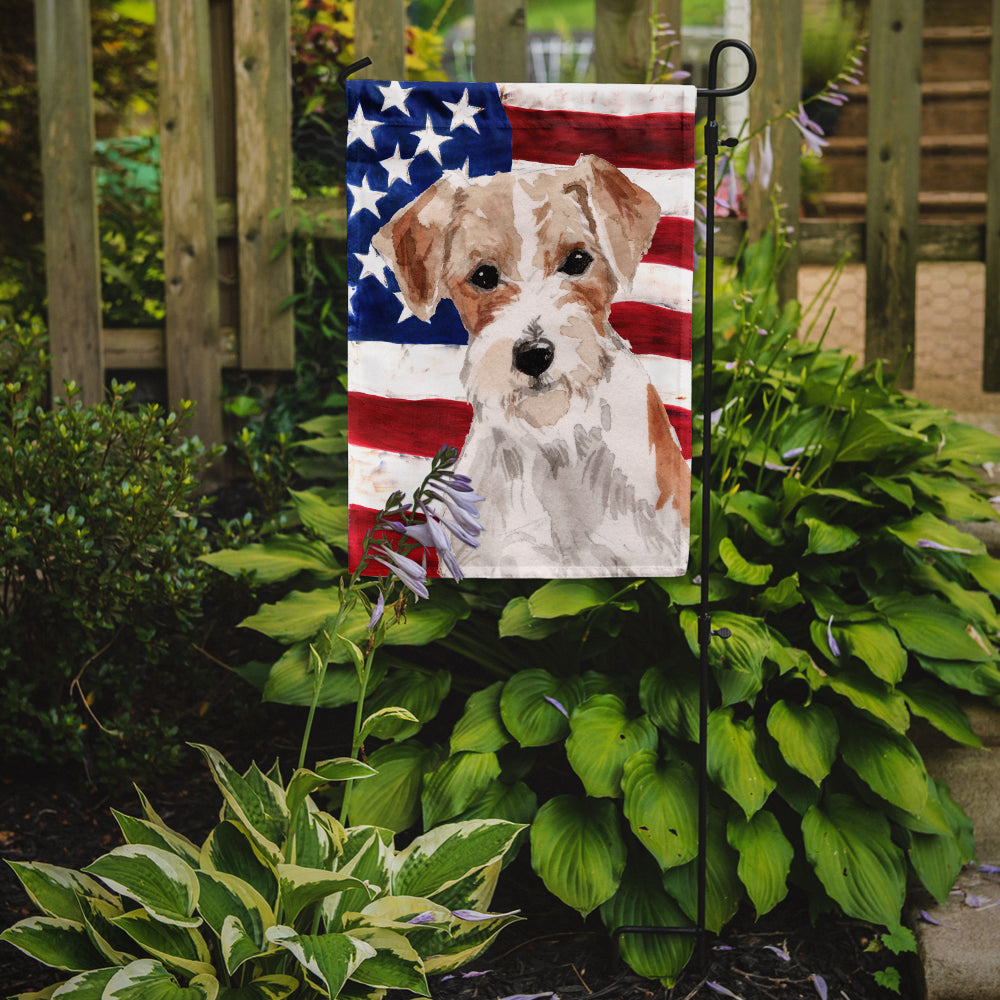 Wire Hair Jack Russell Patriotic Flag Garden Size BB9368GF