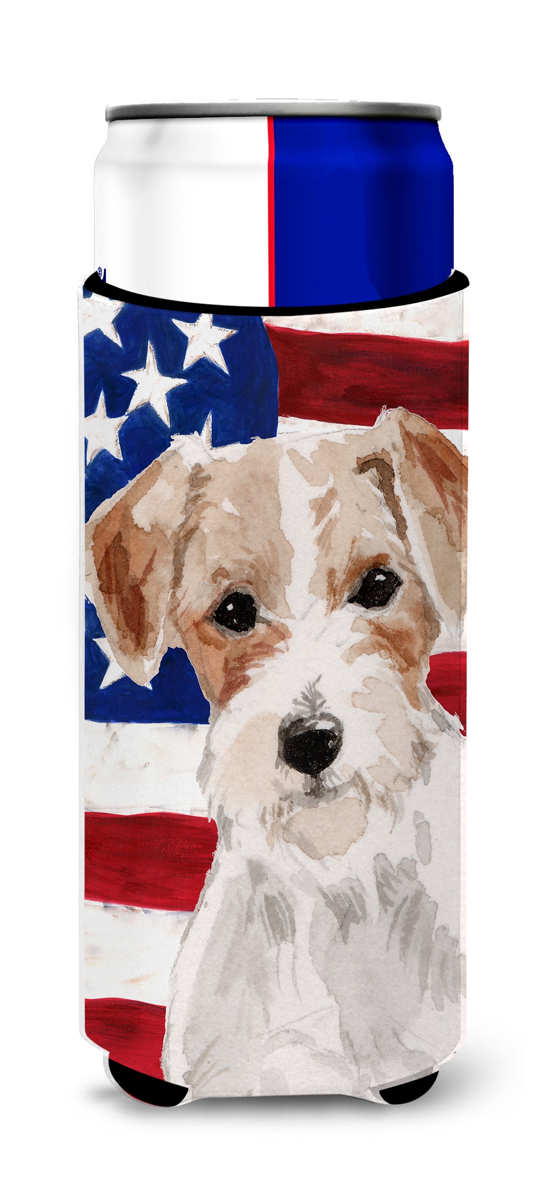Wire Hair Jack Russell Patriotic  Ultra Hugger for slim cans BB9368MUK