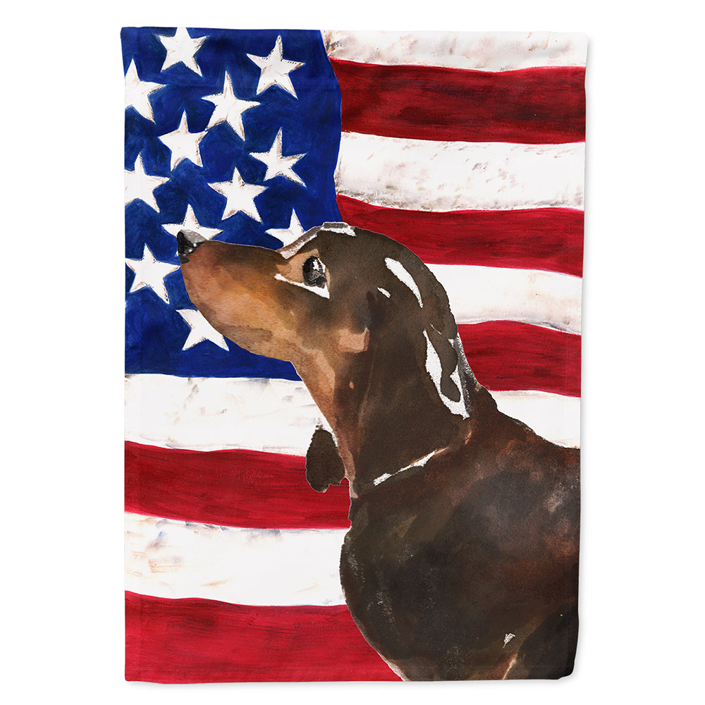 Black and Tan Dachshund Patriotic Flag Canvas House Size BB9370CHF  the-store.com.