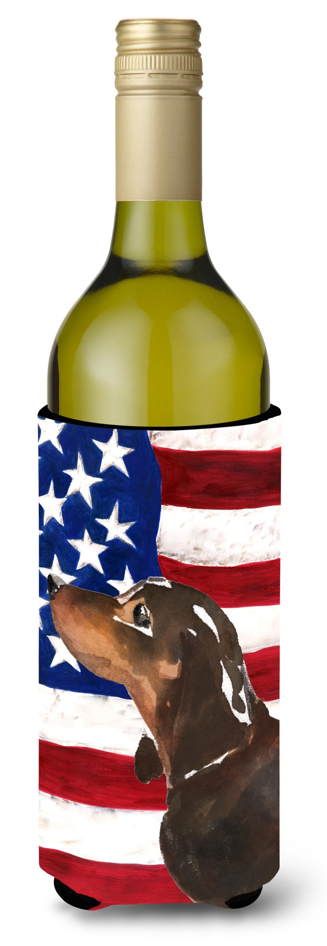 Black and Tan Dachshund Patriotic Wine Bottle Beverge Insulator Hugger BB9370LITERK by Caroline&#39;s Treasures