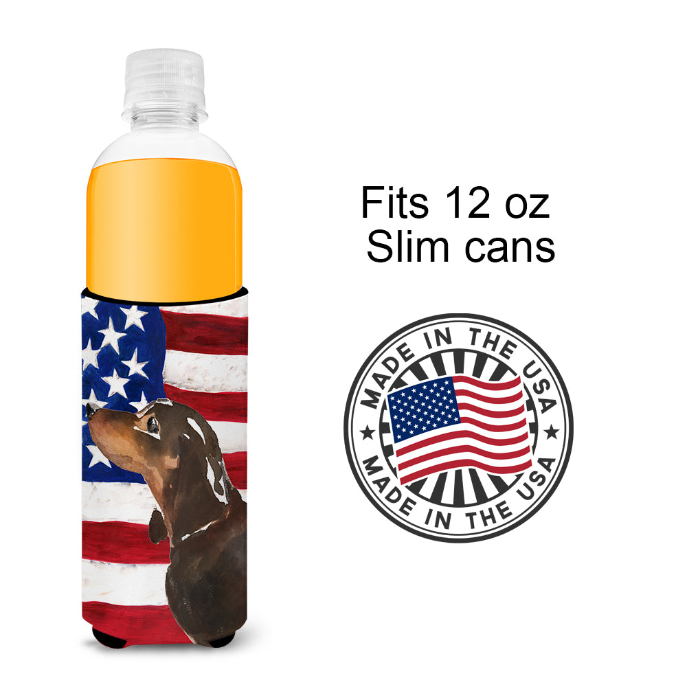 Black and Tan Dachshund Patriotic  Ultra Hugger for slim cans BB9370MUK