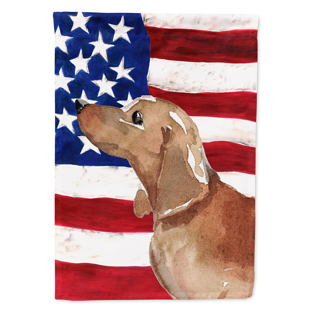 Red Tan Dachshund Patriotic Flag Canvas House Size BB9371CHF  the-store.com.