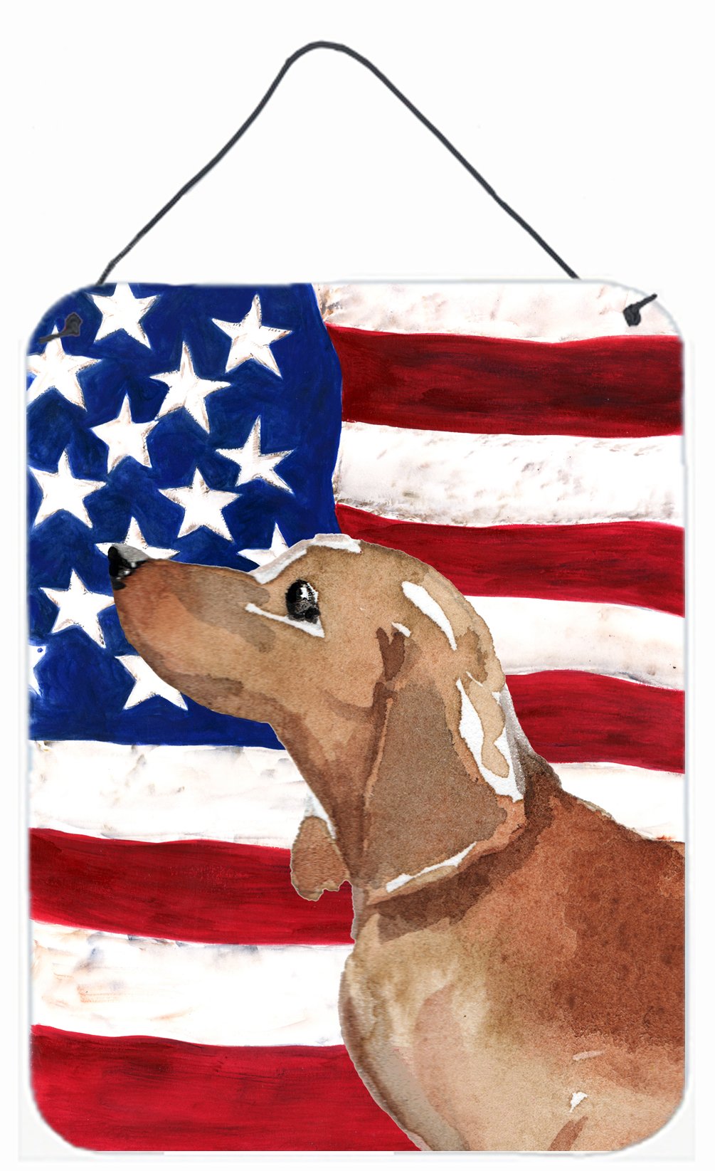 Red Tan Dachshund Patriotic Wall or Door Hanging Prints BB9371DS1216 by Caroline's Treasures