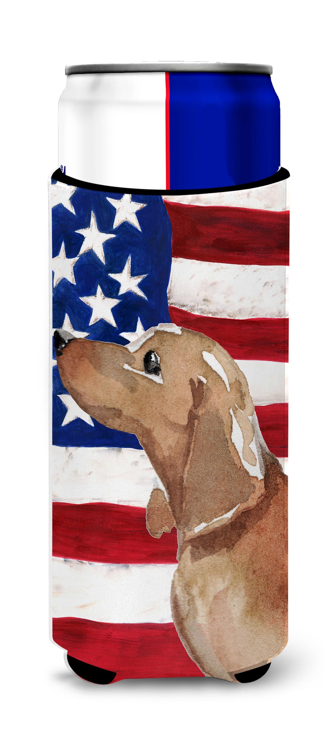 Red Tan Dachshund Patriotic  Ultra Hugger for slim cans BB9371MUK  the-store.com.