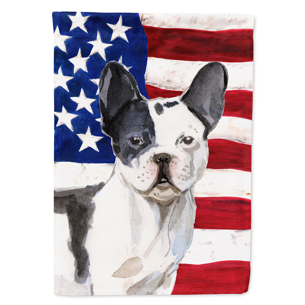 Black White French Bulldog Patriotic Flag Canvas House Size BB9372CHF