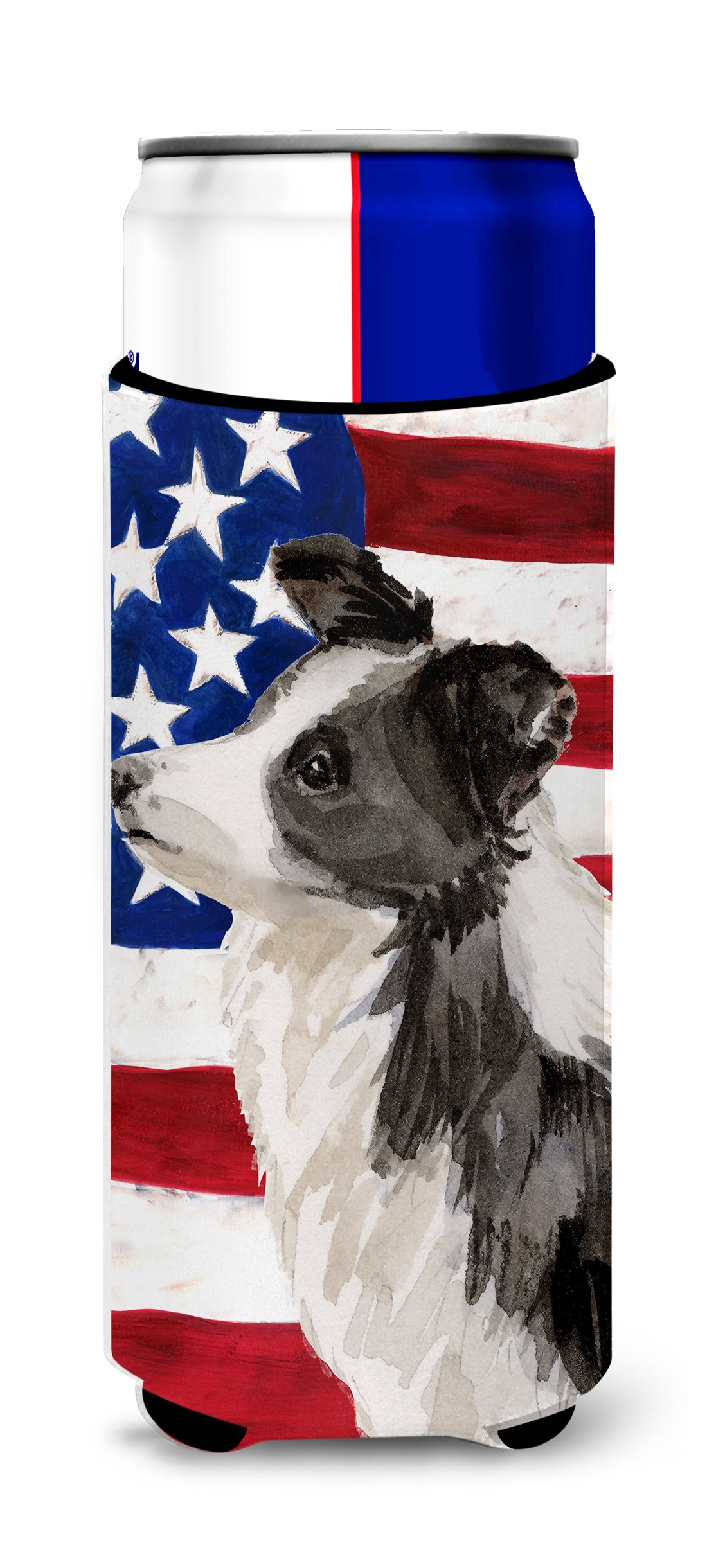 Border Collie Patriotic  Ultra Hugger for slim cans BB9373MUK  the-store.com.