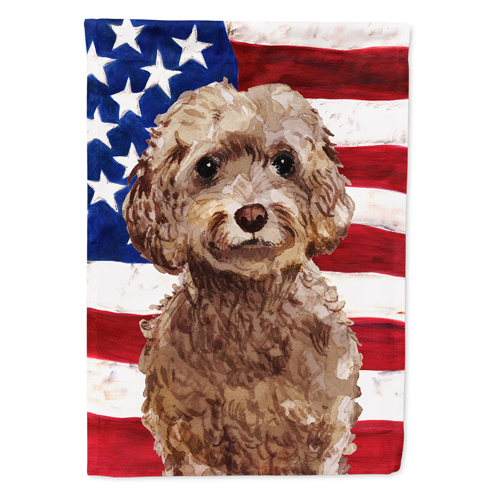 Brown Cockapoo Patriotic Flag Canvas House Size BB9374CHF  the-store.com.