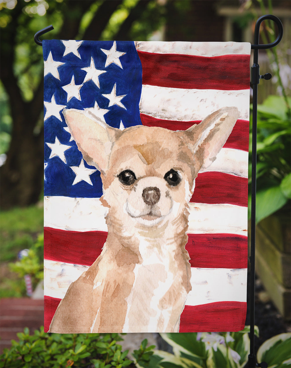 Chihuahua Patriotic Flag Garden Size BB9376GF