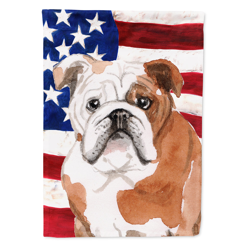 English Bulldog Patriotic Flag Canvas House Size BB9381CHF