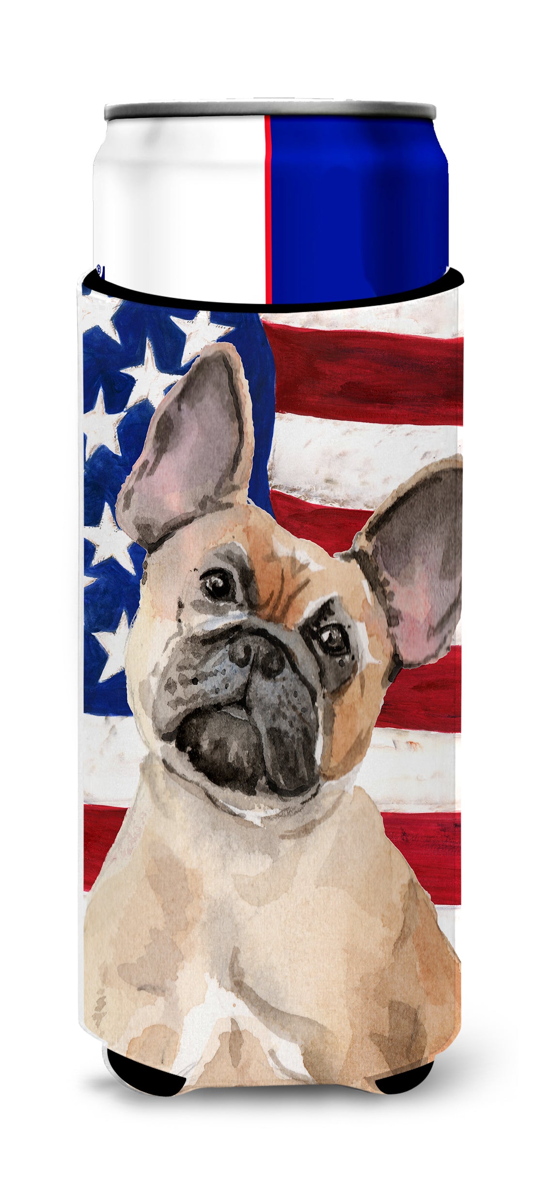 Fawn French Bulldog Patriotic  Ultra Hugger for slim cans BB9382MUK