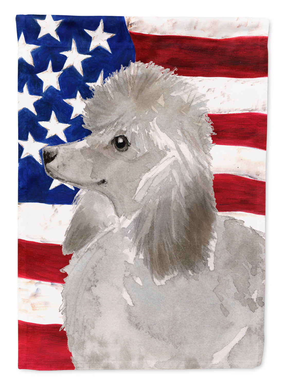 Grey Standard Poodle Patriotic Flag Canvas House Size BB9385CHF