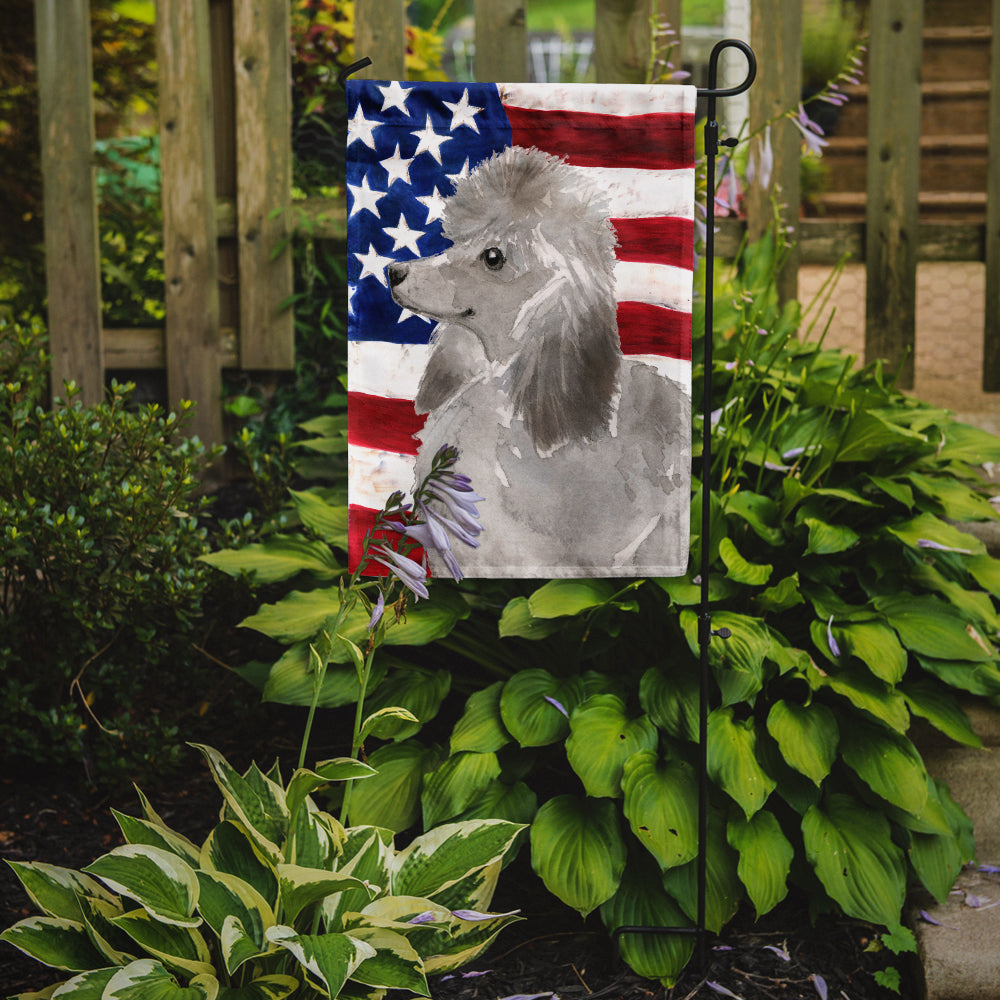 Grey Standard Poodle Patriotic Flag Garden Size BB9385GF  the-store.com.