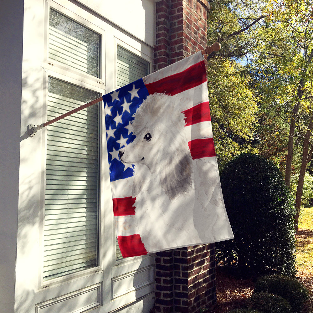 White Standard Poodle Patriotic Flag Canvas House Size BB9386CHF  the-store.com.