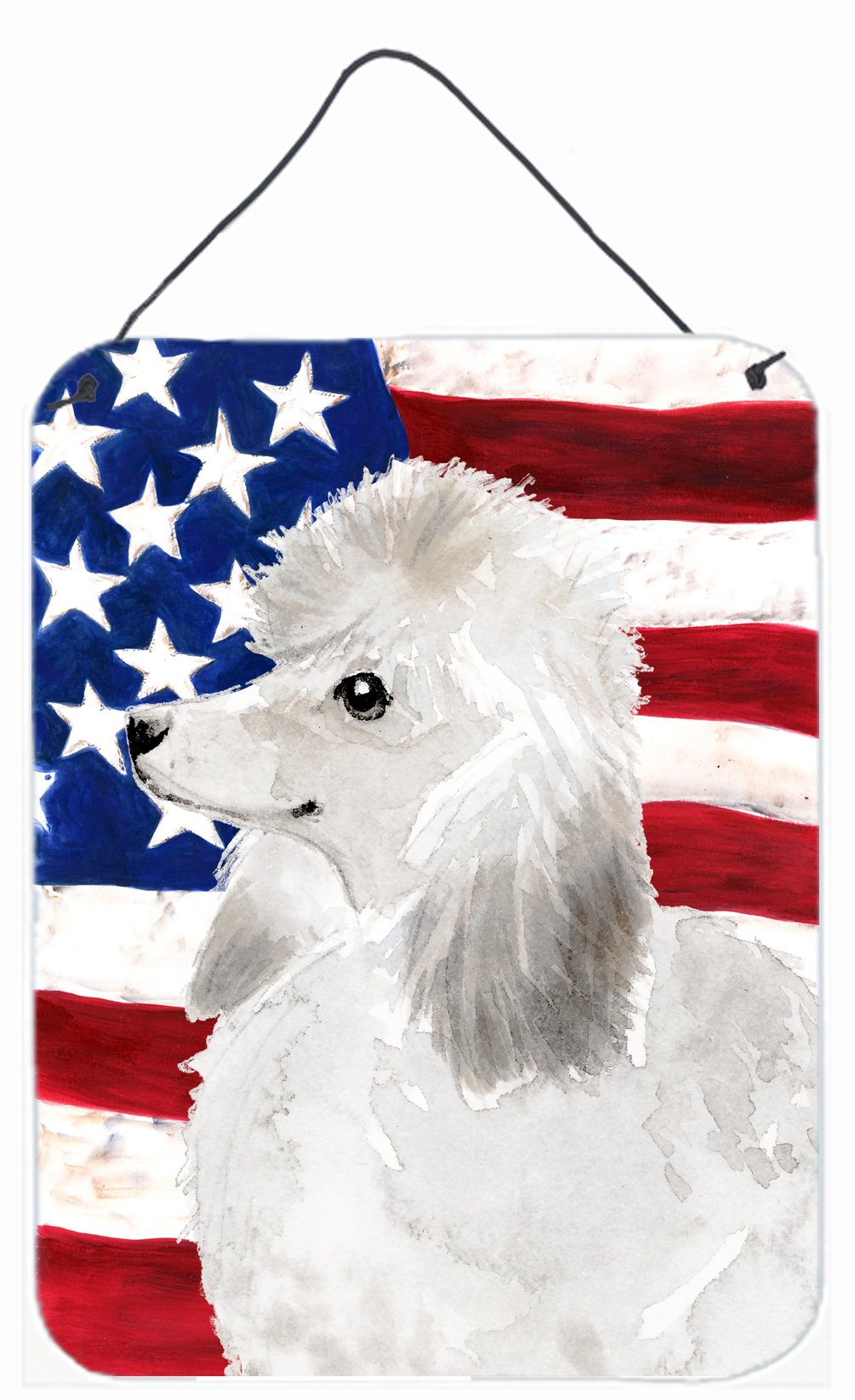 White Standard Poodle Patriotic Wall or Door Hanging Prints BB9386DS1216 by Caroline&#39;s Treasures