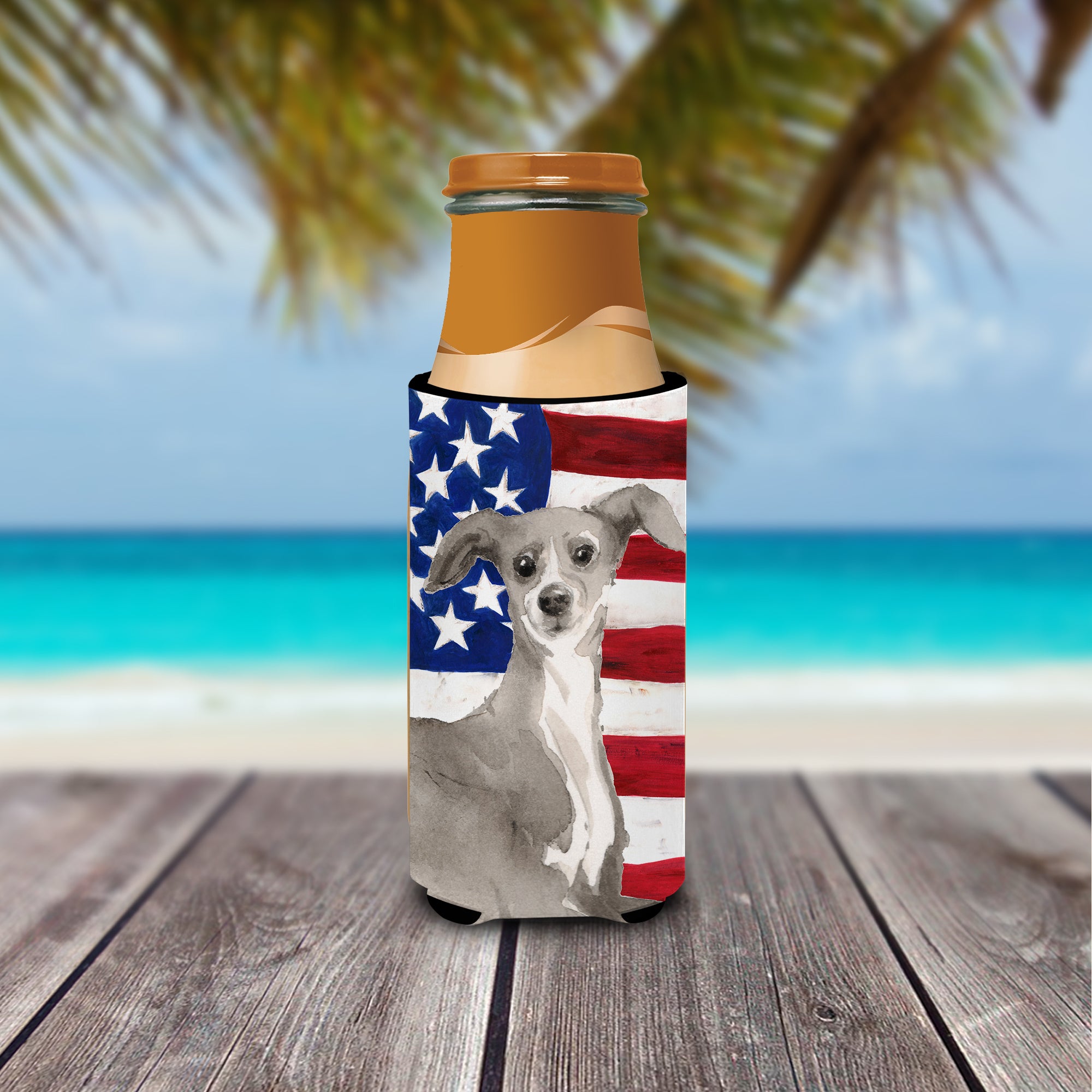 Italian Greyhound Patriotic  Ultra Hugger for slim cans BB9387MUK  the-store.com.