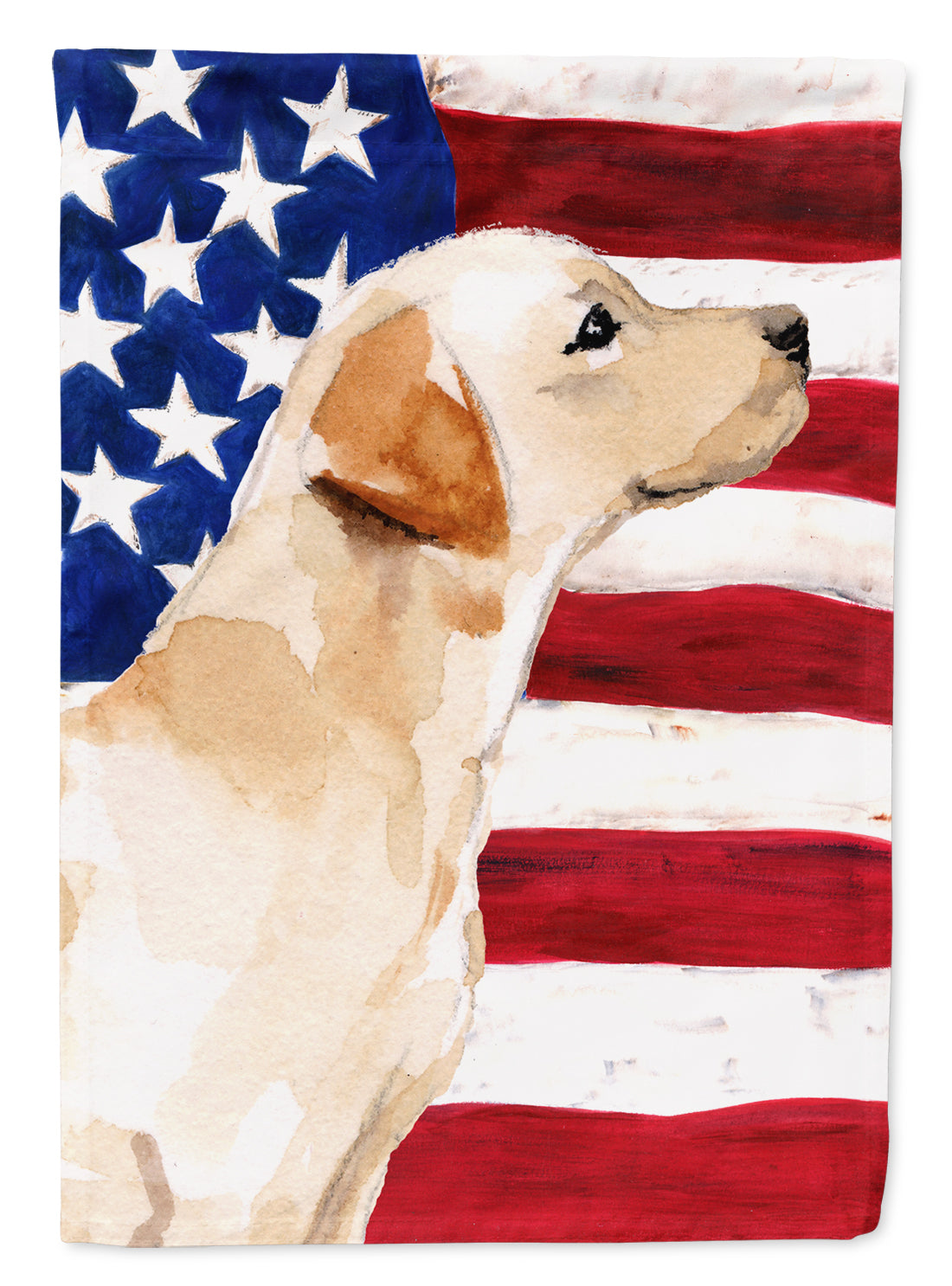 Yellow Labrador #2 Patriotic Flag Canvas House Size BB9388CHF  the-store.com.