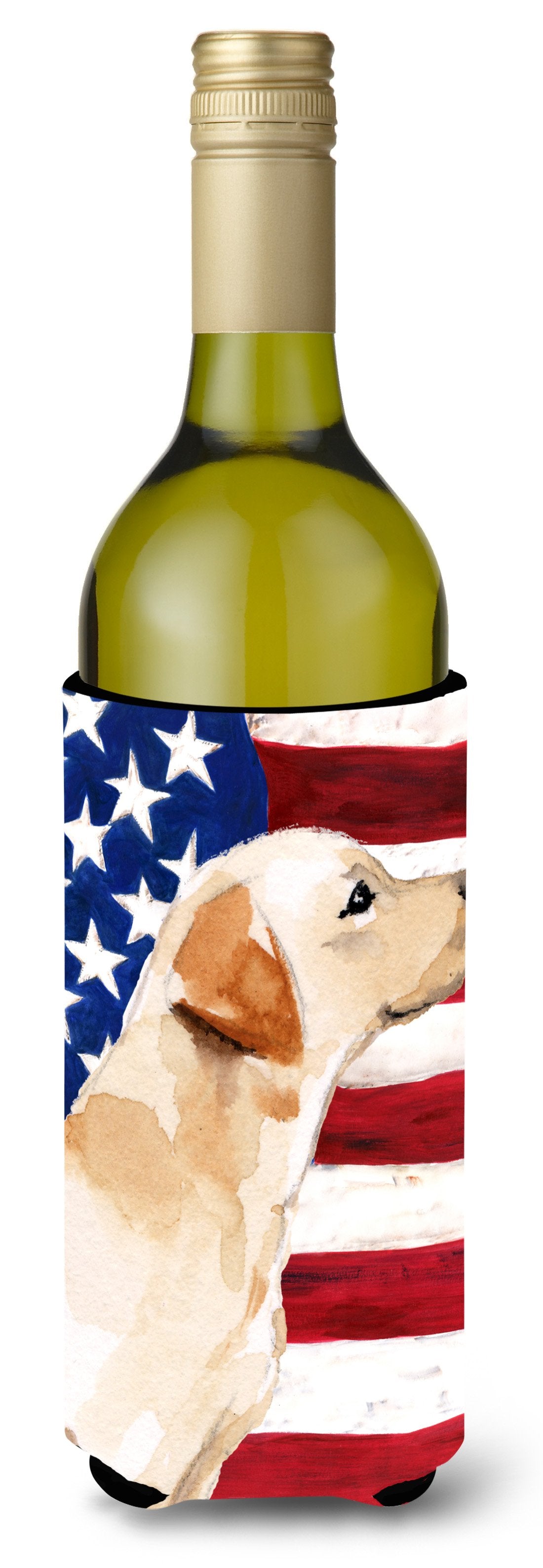 Yellow Labrador #2 Patriotic Wine Bottle Beverge Insulator Hugger BB9388LITERK by Caroline&#39;s Treasures