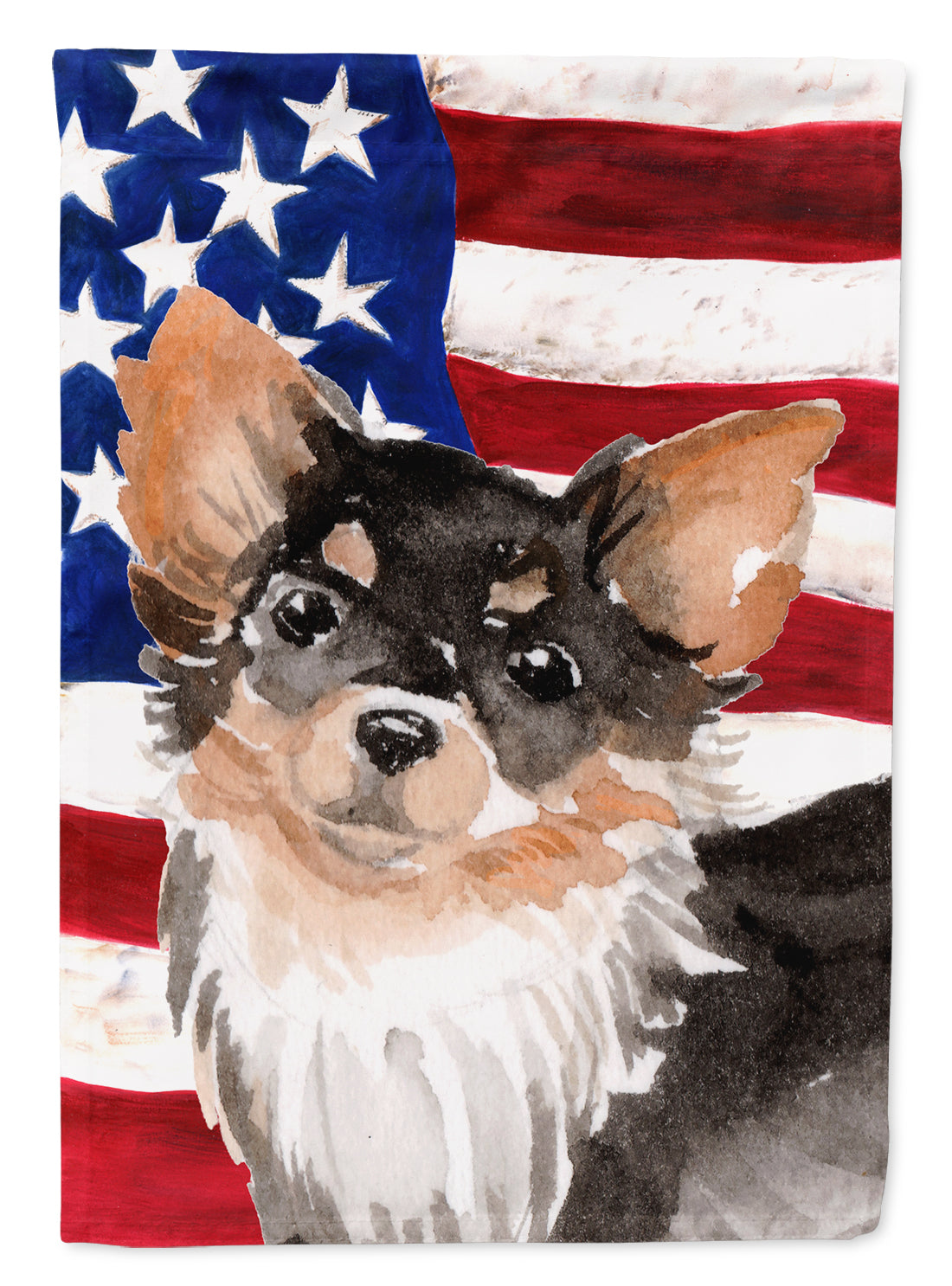 Long Haired Chihuahua Patriotic Flag Canvas House Size BB9389CHF  the-store.com.