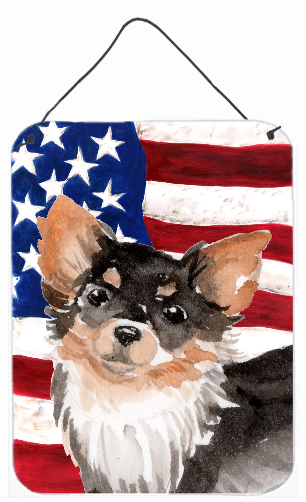 Long Haired Chihuahua Patriotic Wall or Door Hanging Prints BB9389DS1216 by Caroline's Treasures