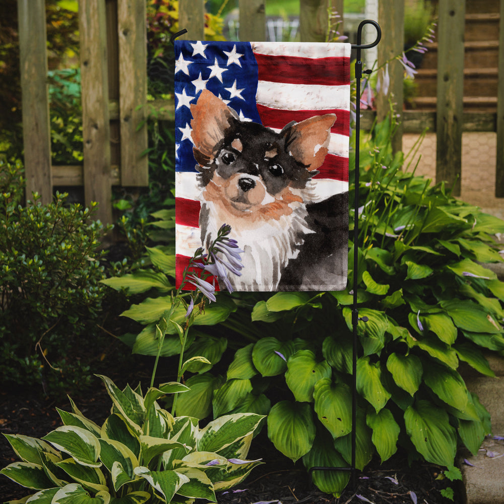 Long Haired Chihuahua Patriotic Flag Garden Size BB9389GF  the-store.com.
