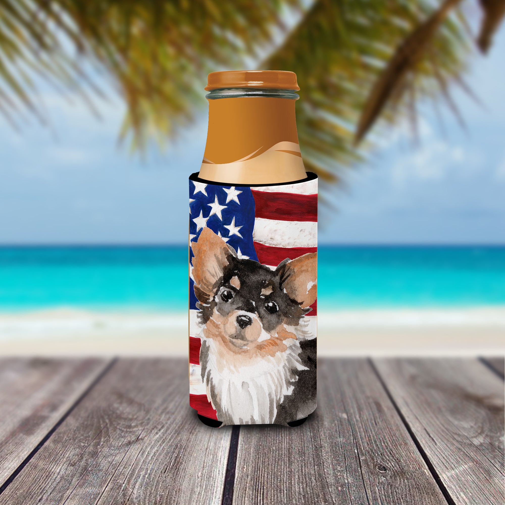 Long Haired Chihuahua Patriotic  Ultra Hugger for slim cans BB9389MUK  the-store.com.