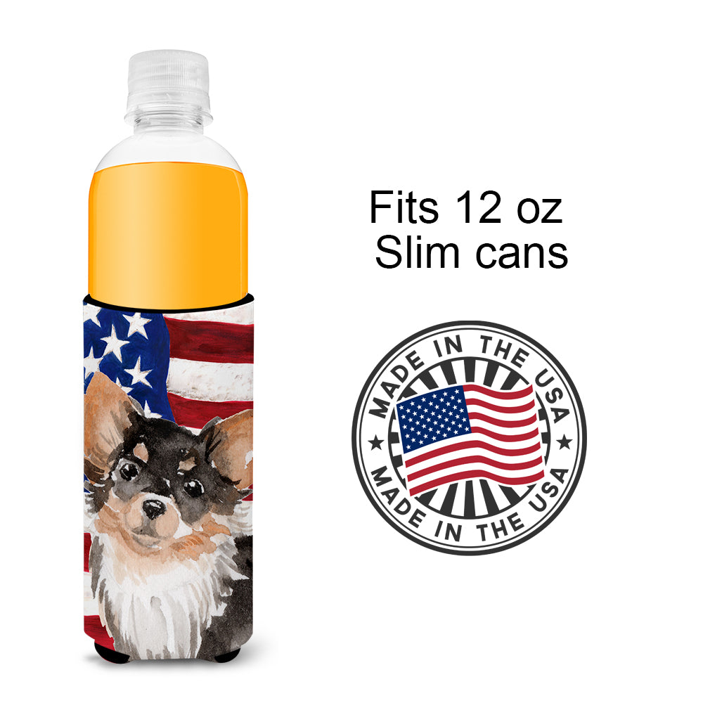 Long Haired Chihuahua Patriotic  Ultra Hugger for slim cans BB9389MUK  the-store.com.