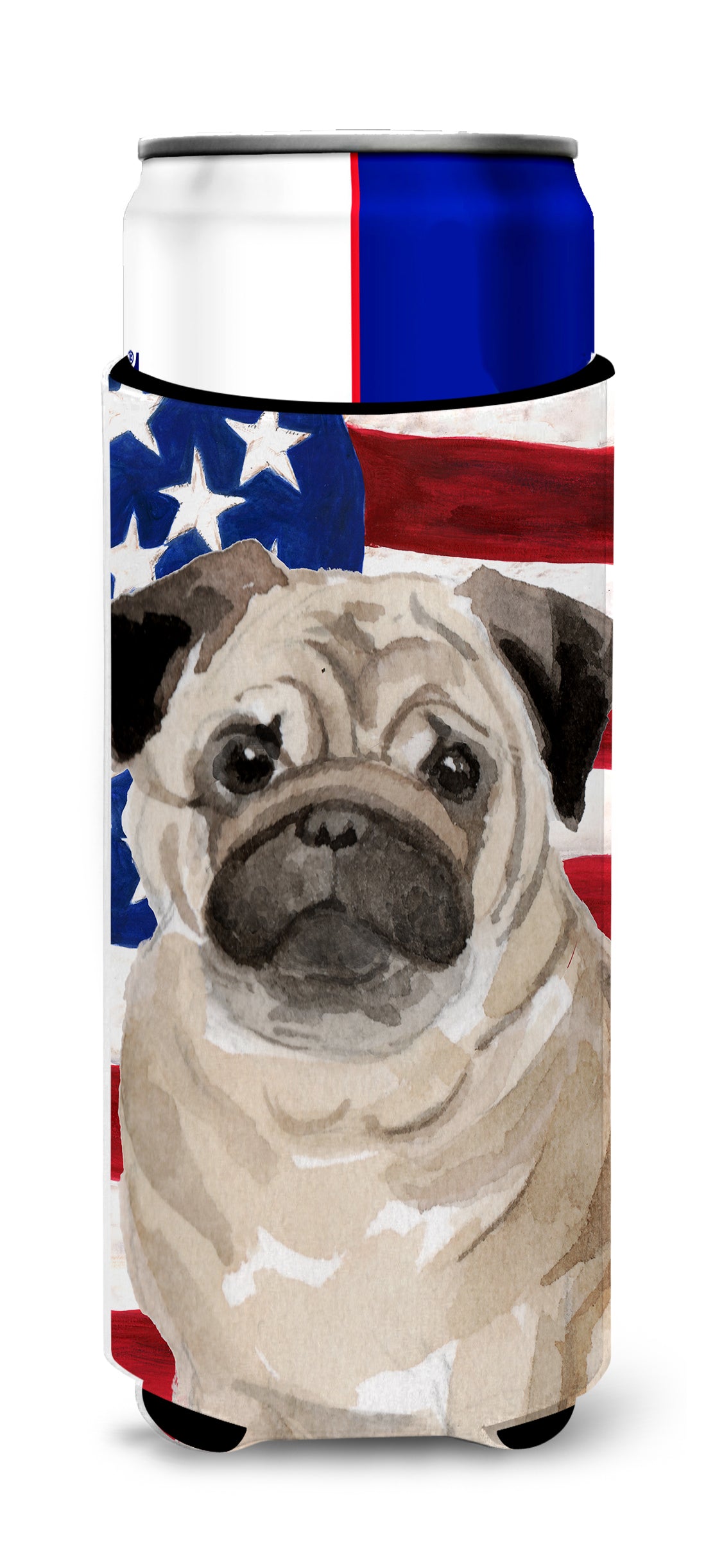 Fawn Pug Patriotic  Ultra Hugger for slim cans BB9391MUK