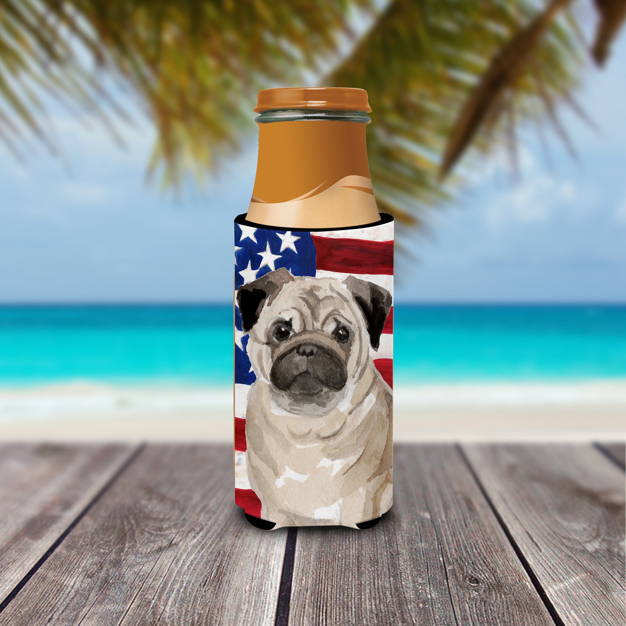 Fawn Pug Patriotic  Ultra Hugger for slim cans BB9391MUK