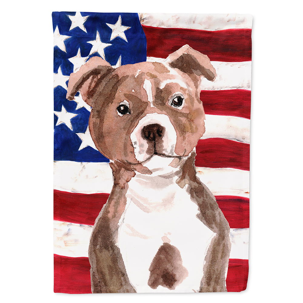 Red Staffie Bull Terrier Patriotic Flag Canvas House Size BB9392CHF