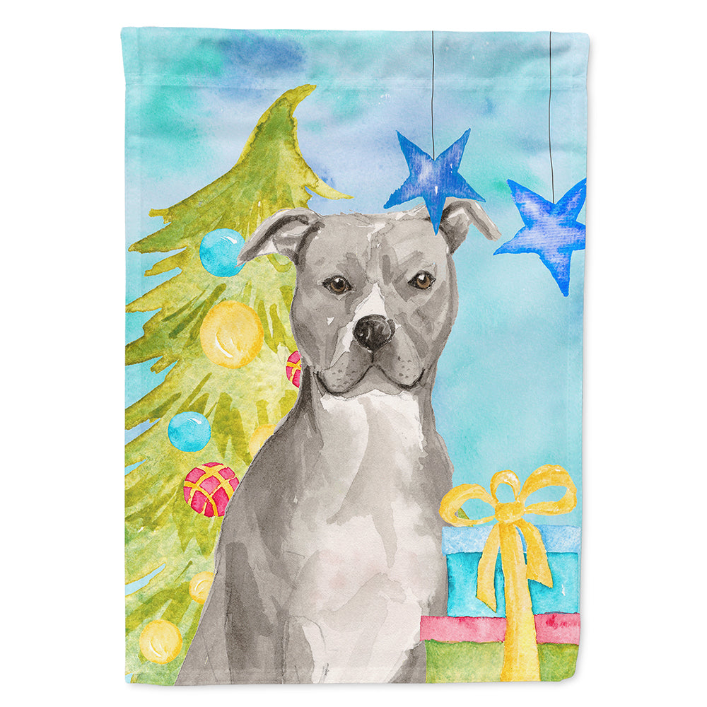 Staffordshire Bull Terrier Christmas Flag Canvas House Size BB9395CHF  the-store.com.