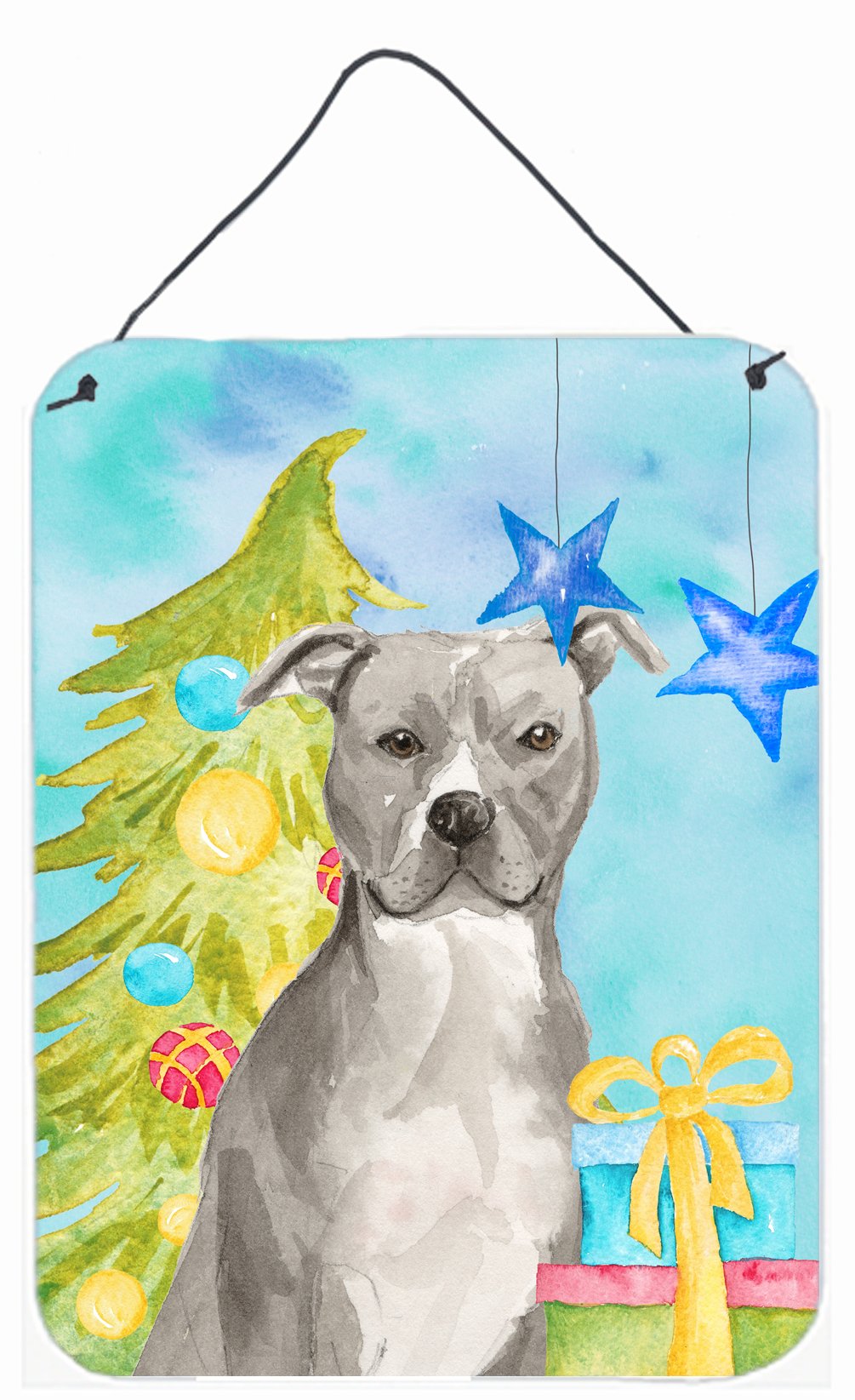 Staffordshire Bull Terrier Christmas Wall or Door Hanging Prints BB9395DS1216 by Caroline&#39;s Treasures
