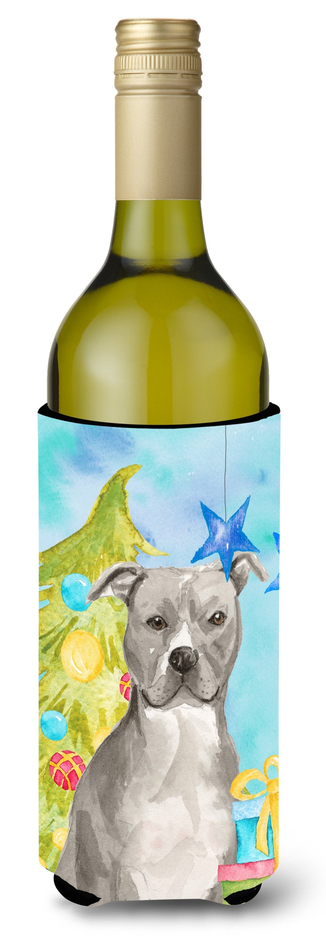 Staffordshire Bull Terrier Christmas Wine Bottle Beverge Insulator Hugger BB9395LITERK by Caroline&#39;s Treasures