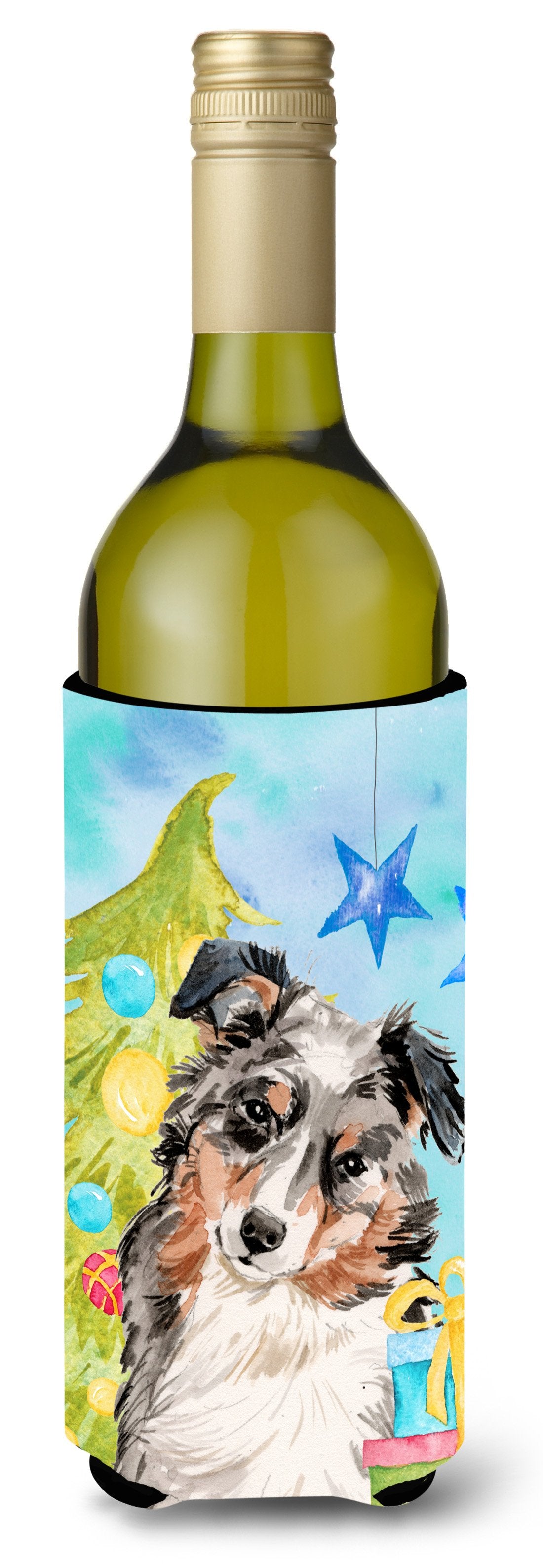 Australian Shepherd Christmas Wine Bottle Beverge Insulator Hugger BB9397LITERK by Caroline&#39;s Treasures