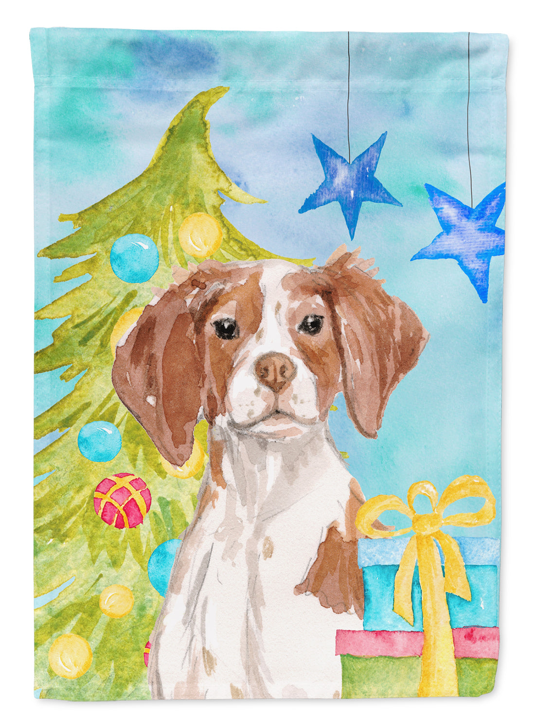 Brittany Spaniel Christmas Flag Canvas House Size BB9399CHF  the-store.com.