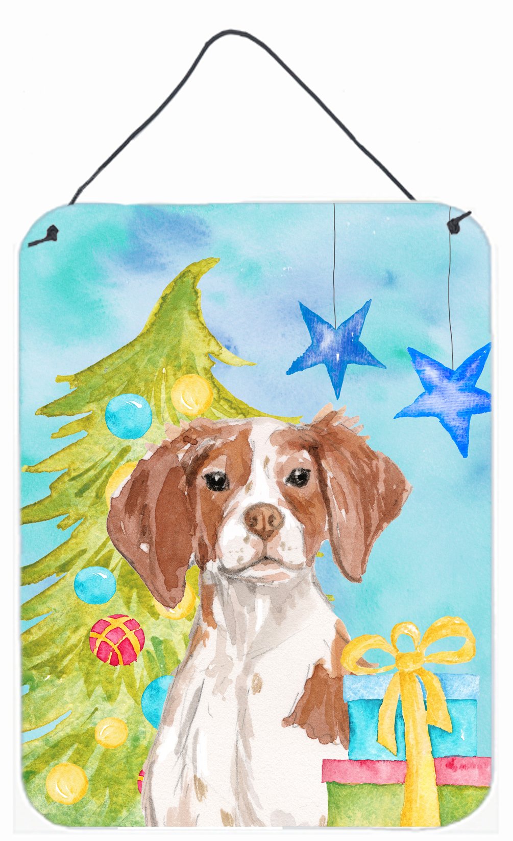 Brittany Spaniel Christmas Wall or Door Hanging Prints BB9399DS1216 by Caroline&#39;s Treasures