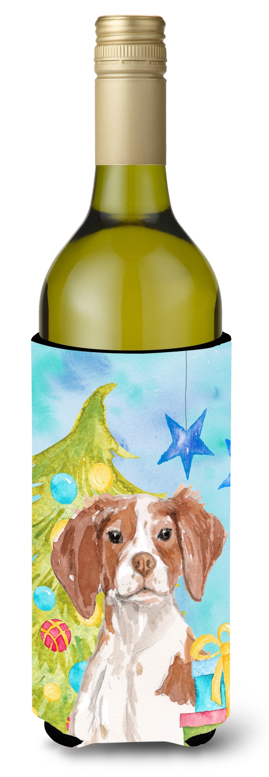 Brittany Spaniel Christmas Wine Bottle Beverge Insulator Hugger BB9399LITERK by Caroline&#39;s Treasures