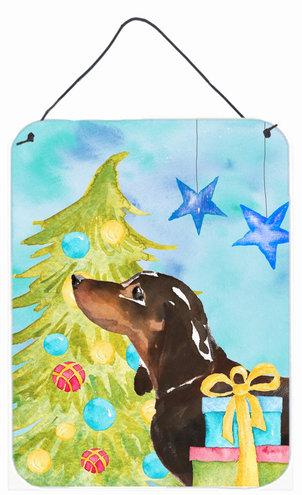 Black and Tan Dachshund Christmas Wall or Door Hanging Prints BB9405DS1216 by Caroline's Treasures