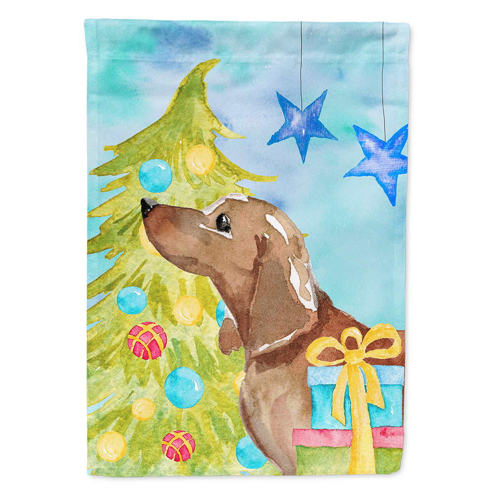 Red Tan Dachshund Christmas Flag Canvas House Size BB9406CHF  the-store.com.