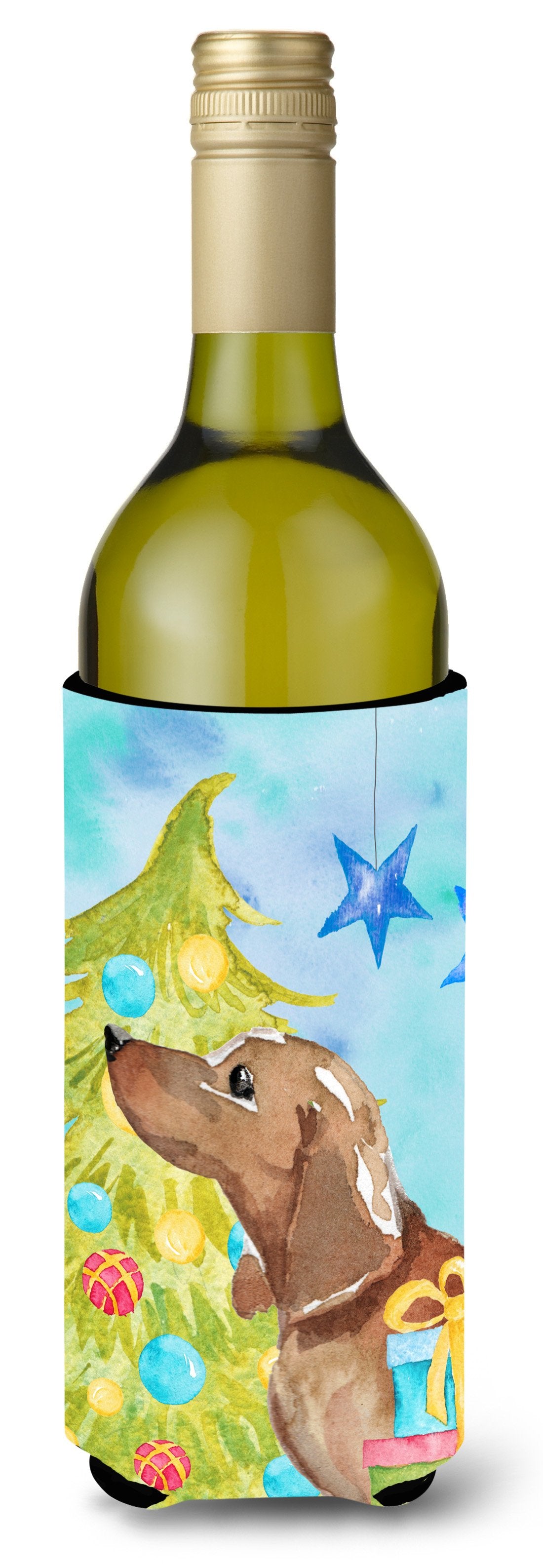 Red Tan Dachshund Christmas Wine Bottle Beverge Insulator Hugger BB9406LITERK by Caroline&#39;s Treasures