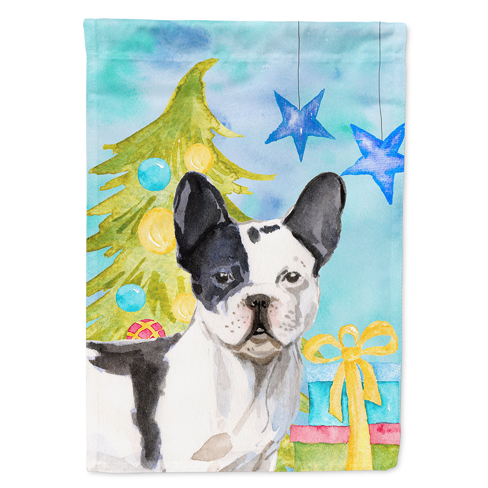 Black White French Bulldog Christmas Flag Canvas House Size BB9407CHF