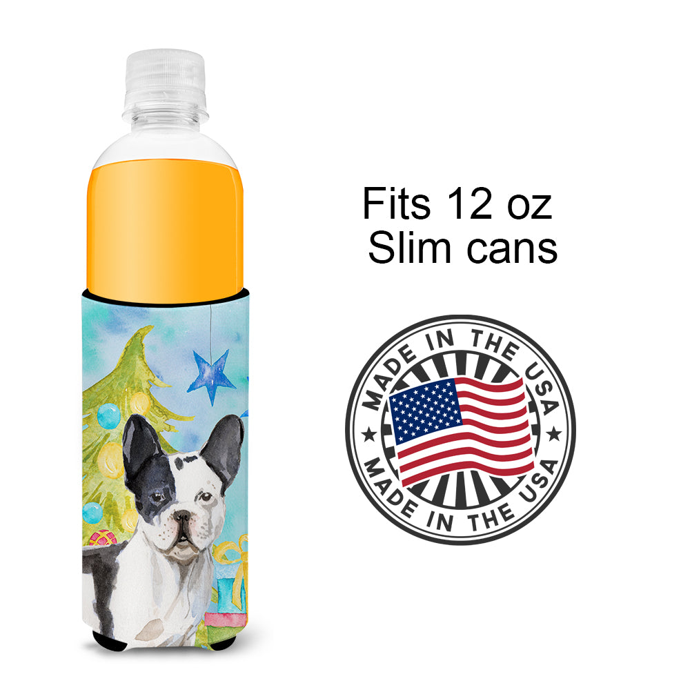 Black White French Bulldog Christmas  Ultra Hugger for slim cans BB9407MUK