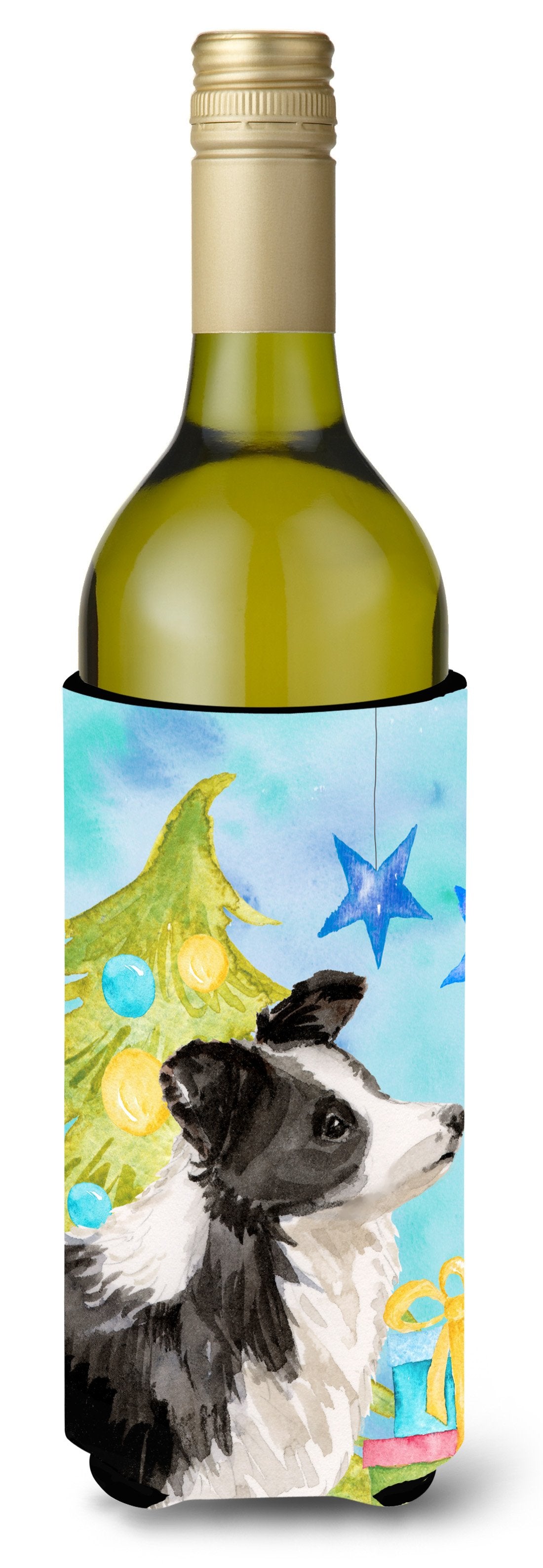 Border Collie Christmas Wine Bottle Beverge Insulator Hugger BB9408LITERK by Caroline&#39;s Treasures