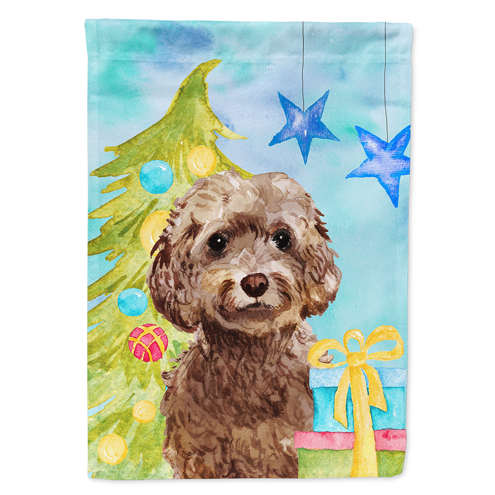 Brown Cockapoo Christmas Flag Canvas House Size BB9409CHF  the-store.com.