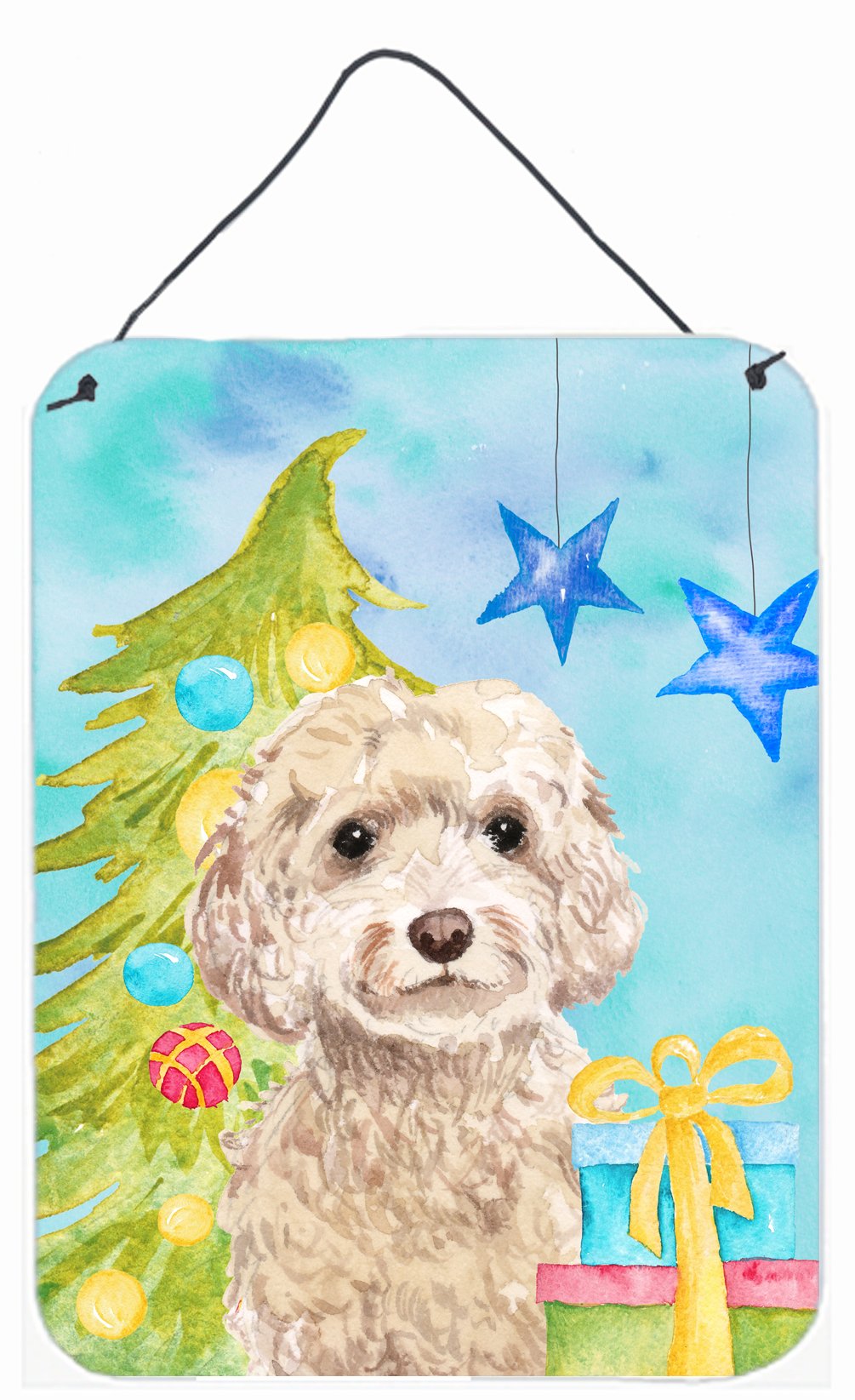 Champagne Cockapoo Christmas Wall or Door Hanging Prints BB9410DS1216 by Caroline's Treasures